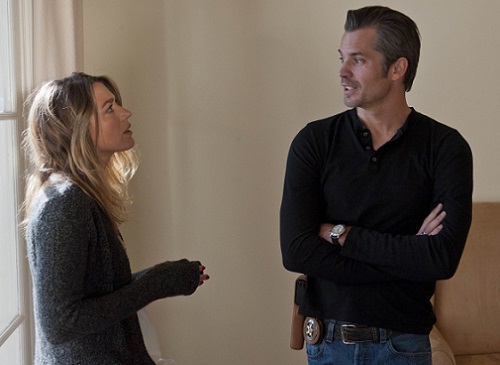 Justified S3 2 - Natalie Zea as Winona Hawkins, left, and Timothy Olyphant as Raylan Givens